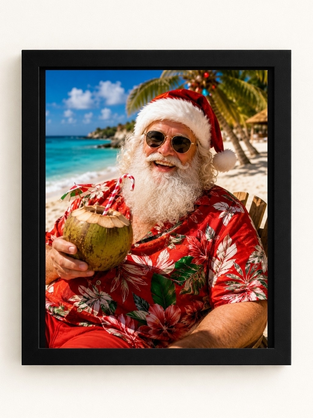 Holiday Santa Tropical A.I.Art Print 8x10 Frame